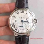 AAA Quality Swiss 7750 Replica Cartier Ballon Bleu Chronograph White dial Black Leather Watch